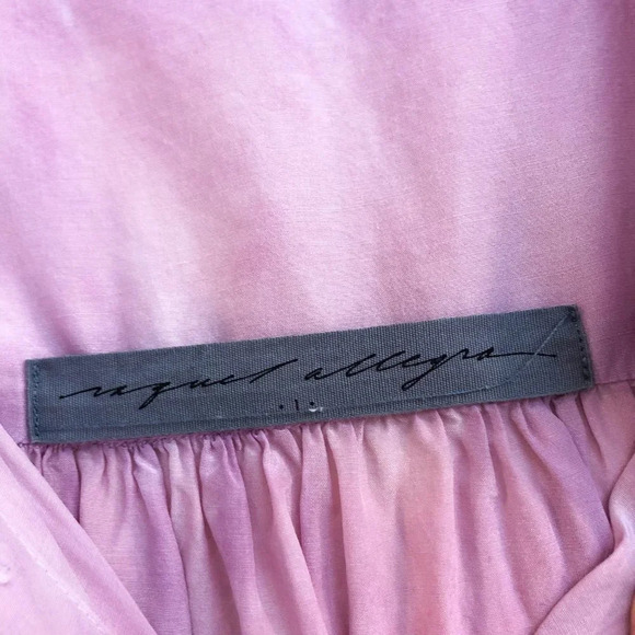 Raquel Allegra Silk Blend Pink Tie Dye Button Down V Neck Long Sleeve Blouse S - Picture 10 of 13